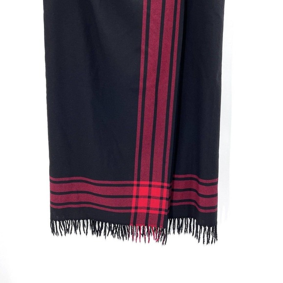 Vintage Valerie Stevens Black Red 100% Wool Long Maxi Wrap Skirt - Picture 2 of 7